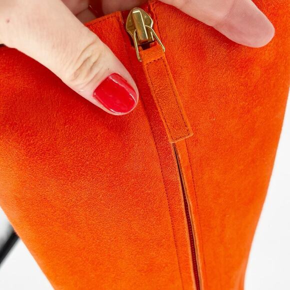 Manolo Blahnik Lina Orange Suede Knee High Pointed Toe Heeled Boot size IT 39.5 - Picture 12 of 15